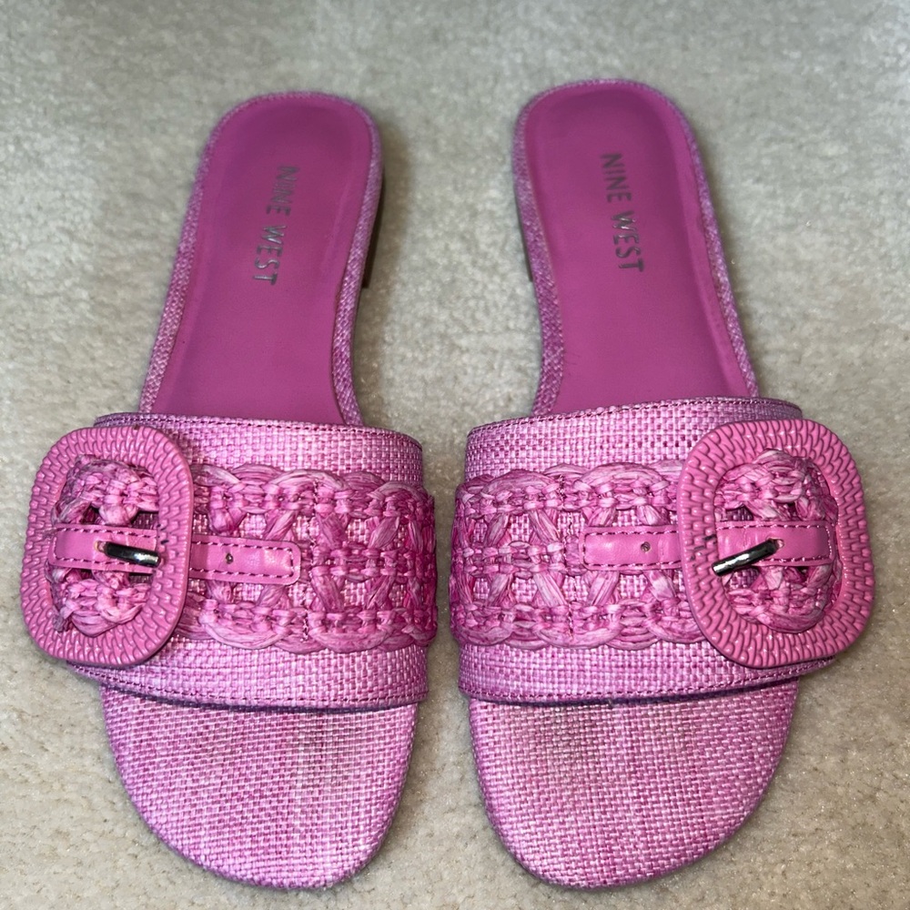 Nine West Pink Textured Sandals with Buckle